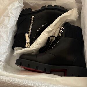 Christian Louboutin Black Ankle Boots with Red Soles